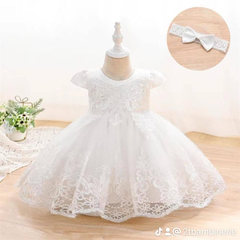 Robe de fête de 3 à 24mois blanche