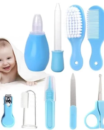 Kit de toilette bébé 8 pieces disponible en bleu et rose