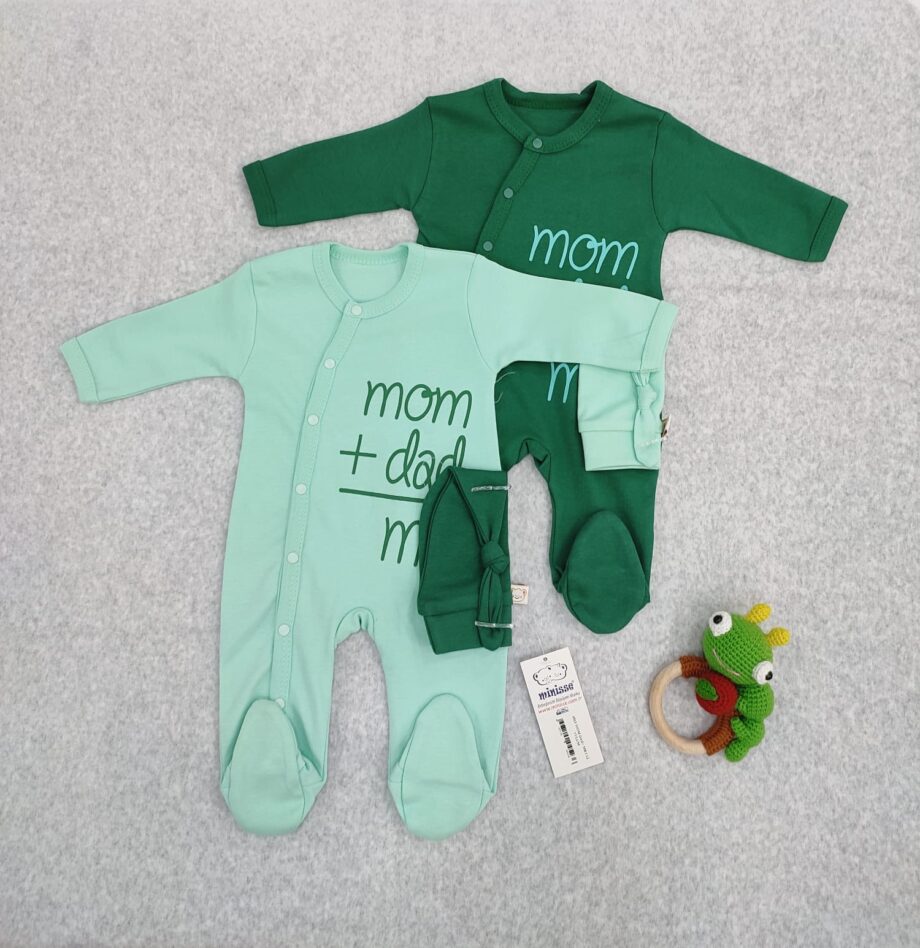 Lot de 2 grebouillères unisex vert 0-3mois ou 3-6mois