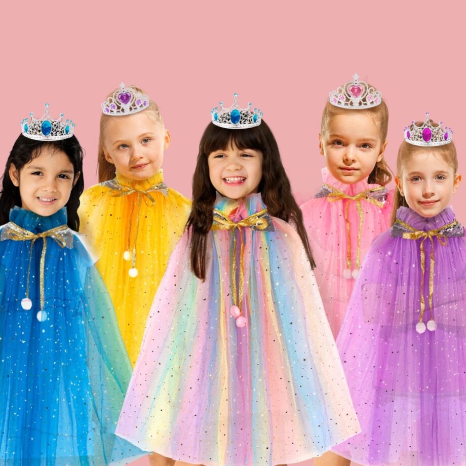 Deguisement princesse avec cape rose de 3 à 10ans