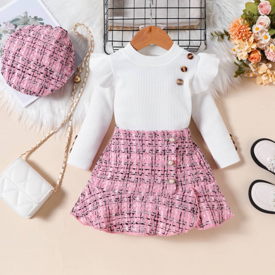 Ensemble jupe plus béret Rose